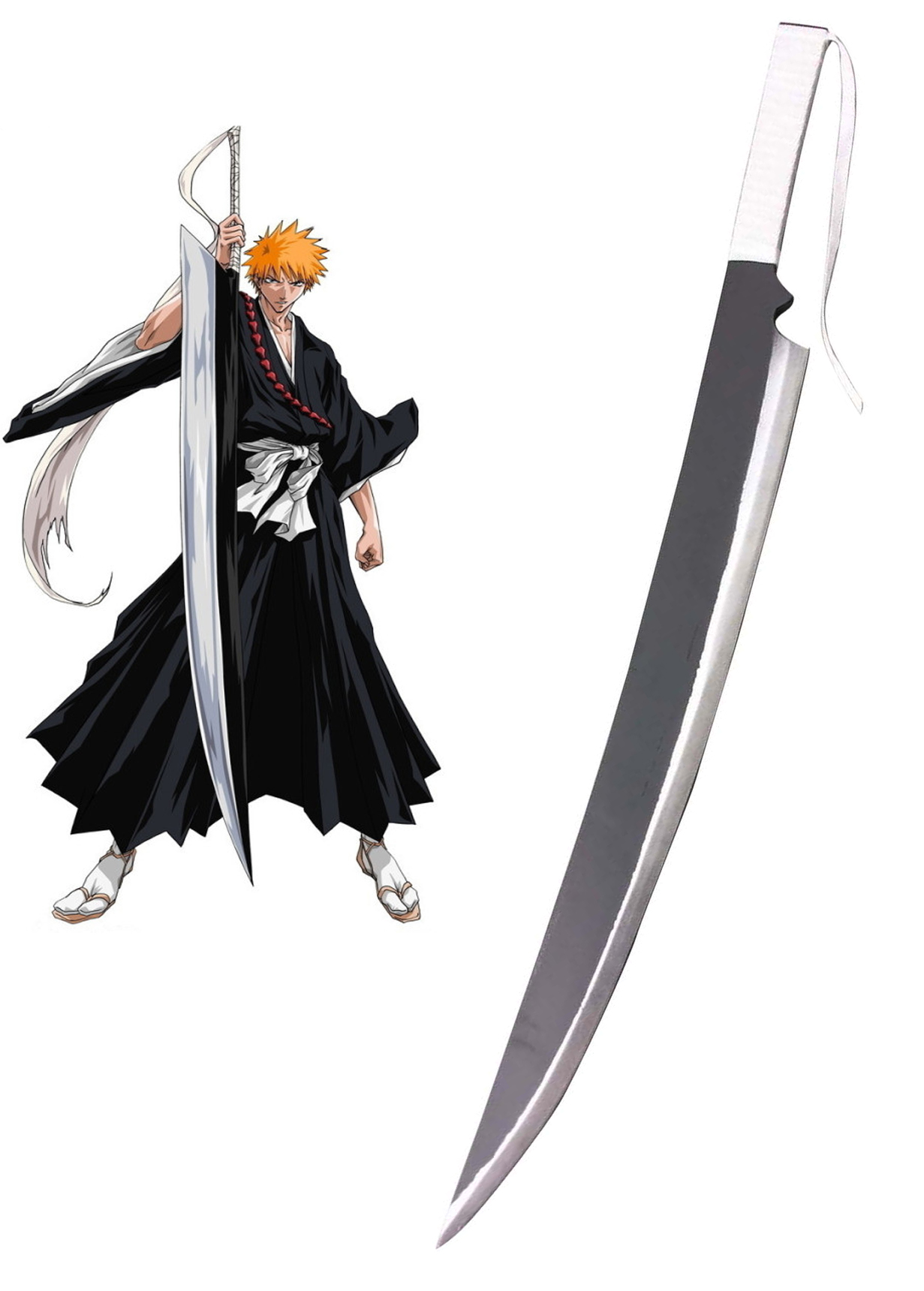 Anime 1:1 Bleach Sword Zanpakutou Kurosaki Sword Black Knife Props Ninja  Katana Knife Samurai Sword Weapon Safety PU 106cm - AliExpress